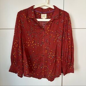 Anthropologie Maeve S Button Down Ruffle Blouse